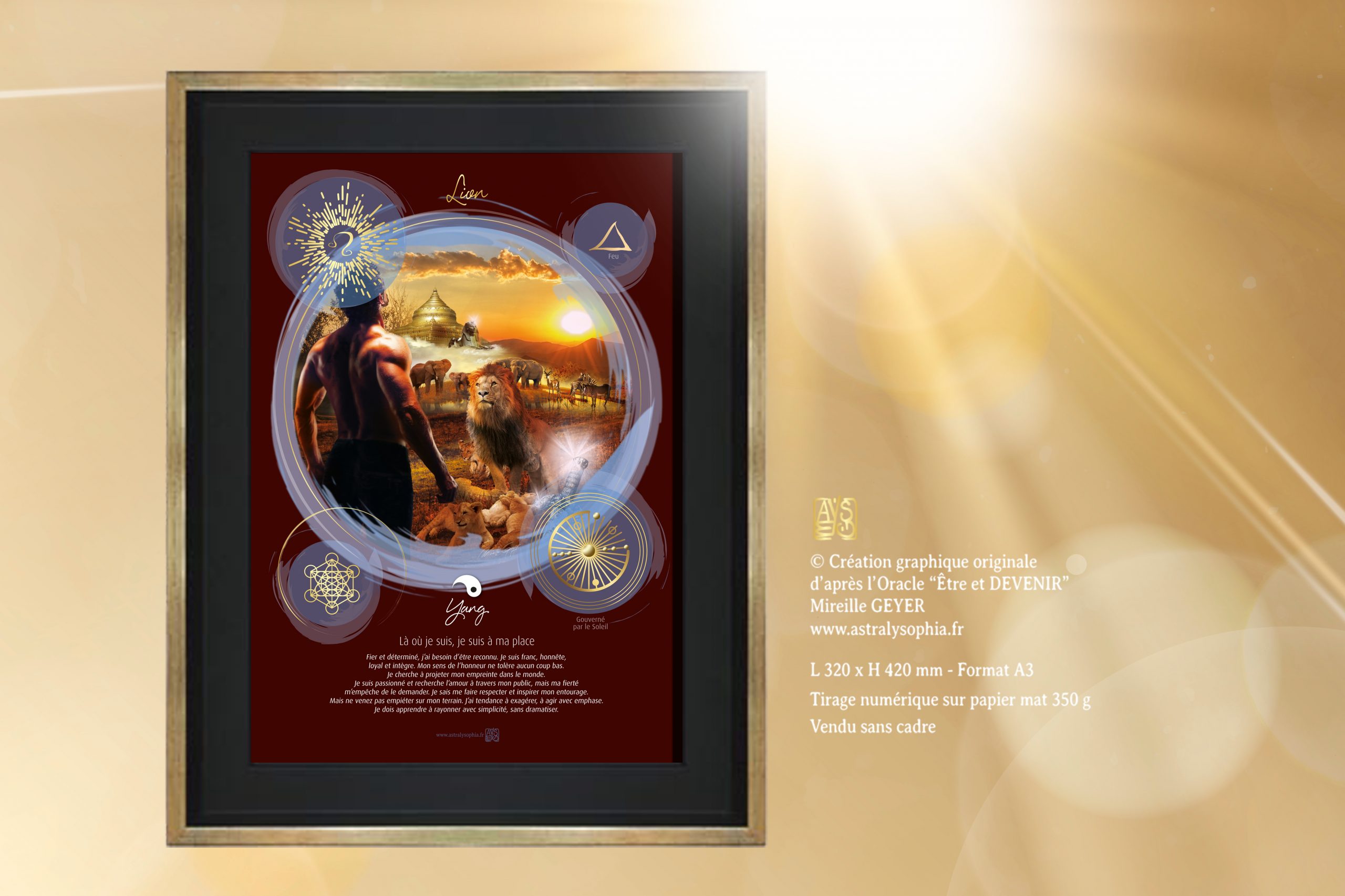 Natural light lens flare on gold background sun ray effect