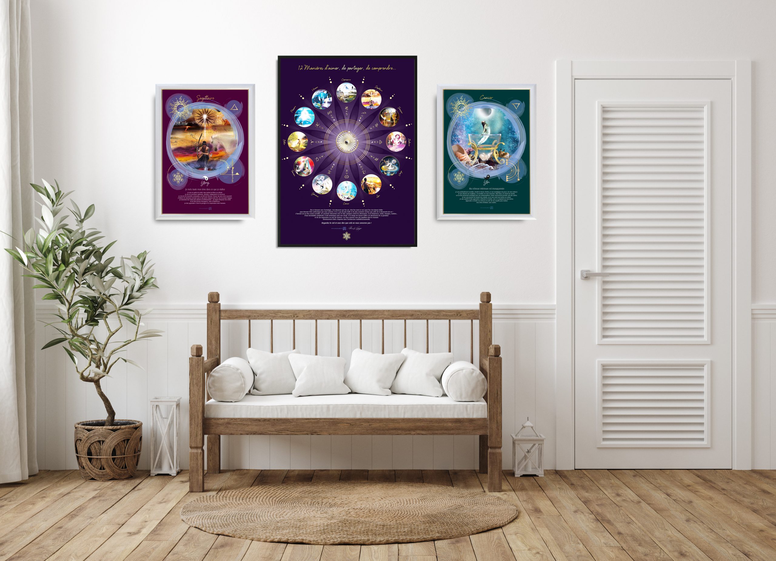 Scandinavian farmhouse hallway interior, wall mockup